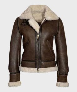 Brown Aviator Shearling Leather Jacket