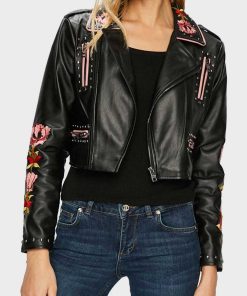 Elite S02 Ester Exposito Black Embroidered Leather Jacket