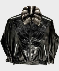 Frank Black Sheepskin Chinchilla Collar Jacket