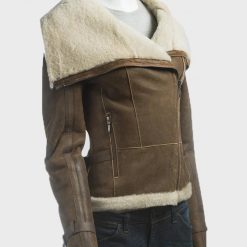 Womens Brown Shearling Leather Jacket