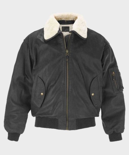 Mens Black Bomber B2 Leather Jacket