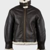 Black B3 Mens Shearling Leather Jacket