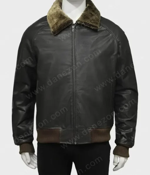 Mens Bomber Faux Fur Leather Jacket