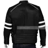 Black Retro White Striped Leather Jacket