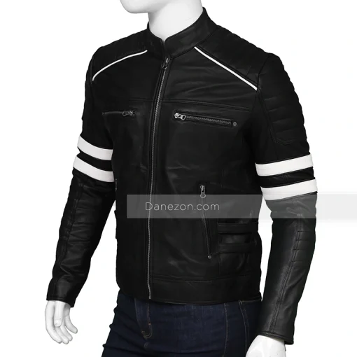 Black and White retro leather jacket