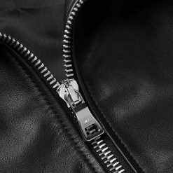Mens Black Leather Shearling Jacket for Winter Outfit