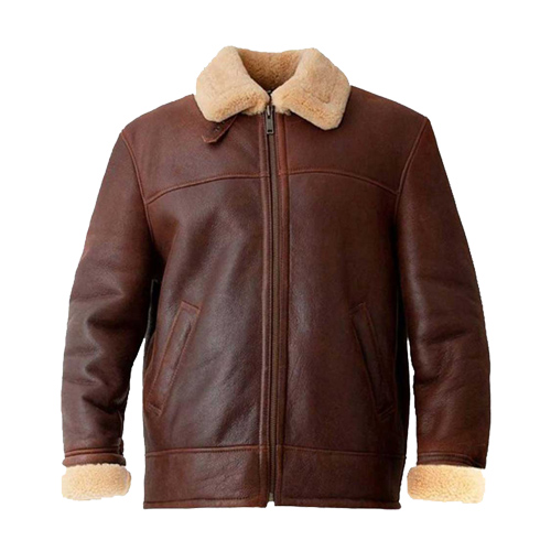Mens Brown Aviator Shearling Leather Jacket