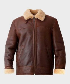 Aviator Brown Shearling Mens Leather Jacket