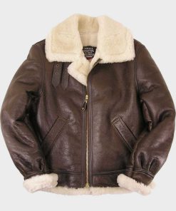 Classic B3 Brown Shearling Sheepskin Leather Jacket