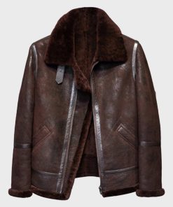 Mens B3 Shearling Distressed Brown Leather Jacket