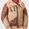 B3 Flying Brown Tan Shearling Leather Jacket for Mens Outfits