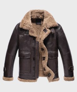 Dark Brown Fur Sheepskin Mens Shearling Leather Jacket