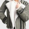 Classic Shearling Mens Grey Leather Jacket