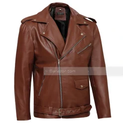 Mens Motorcycle Brown Leather Jacket