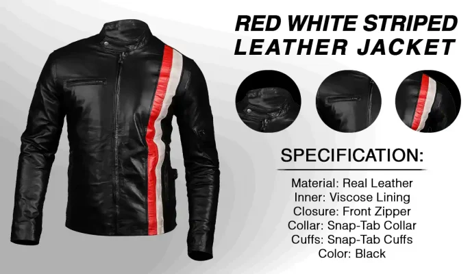 Red and White Striped Leather Jacket