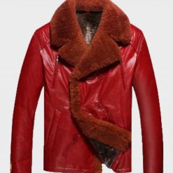 Mens Winter Red Shearling Jacket