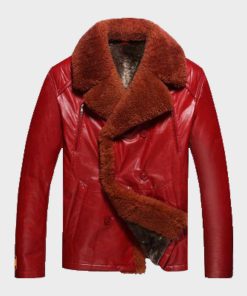 Mens Winter Red Shearling Jacket