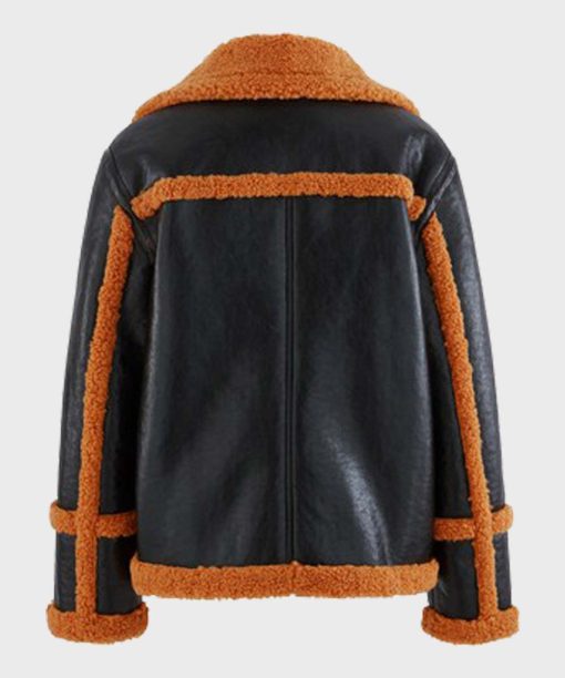 Mens Black Sheepskin Leather Shearling Jacket