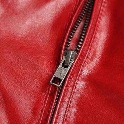 Red Shearling Mens Leather Jacket