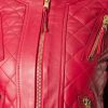Womens Red Quilted Style Real Leather Jacket