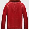Red Leather Mens Shearling Jacket