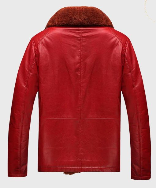 Red Leather Mens Shearling Jacket