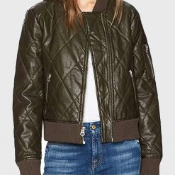 The 100 S06 Lindsey Morgan Green Leather Jacket