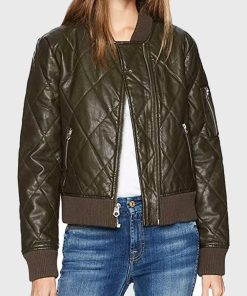 The 100 S06 Lindsey Morgan Green Leather Jacket