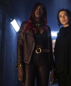 Titans Anna Diop Brown Studded Jacket