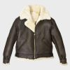 Womens Aviator Shearling Brown Leather Jacket