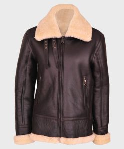 Women's B3 Brown Shearling Aviator Leather Jacket
