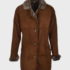 Dark Brown Shearling Leather Coat