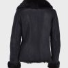 Womens Black Sheepskin Fur Leather Jacket