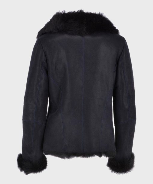 Womens Black Sheepskin Fur Leather Jacket