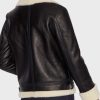 Women Aviator Ivory Shearling Leather Jacket