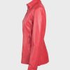 Womens Cafe Racer Red Leather Jacket