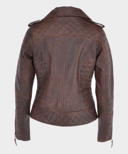Womens Distressed Motorcycle Leather Jacket