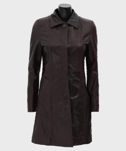 Womens Shearling Dark Brown Leather Coat
