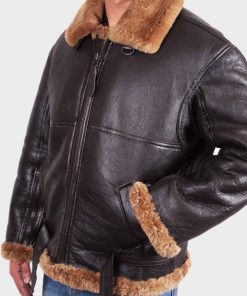 Mens Brown B3 Sheepskin Leather Aviator Shearling Jacket