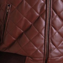 Mens Quilted Brown Bomber Jacket