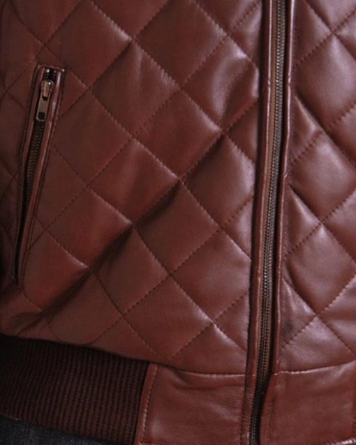 Mens Quilted Brown Bomber Jacket