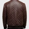 Mens Brown Leather Quilted Jacket
