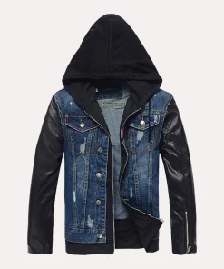 Denim leather jacket mens