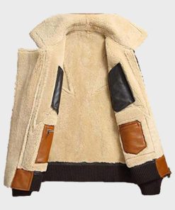 Mens Brown Shearling Sheepskin Bomber Jacket For Mens Outfits