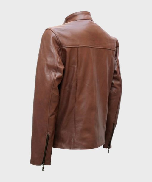 Brown Leather Mens Style Biker Jacket