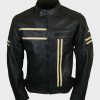 Mens Biker Black Retro Vintage Jacket