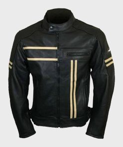 Mens Biker Black Retro Vintage Jacket