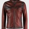Mens Distressed Brown Vintage Biker Leather Jacket