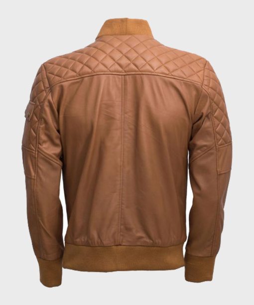 Mens Bomber Leather Quilted Jacket
