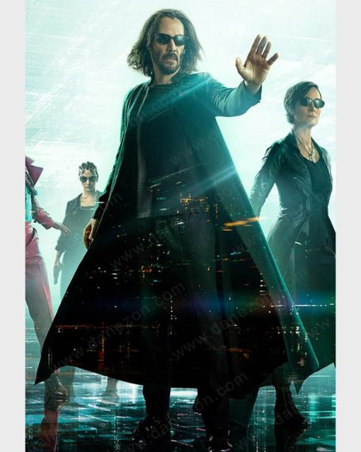 The Matrix 4 Keanu Reeves Black Trench Coat
